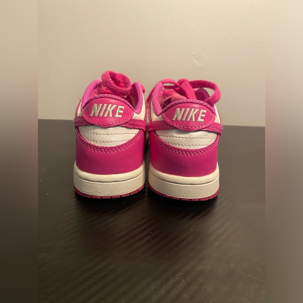 Item 74 Nike Kids Pink and White Low-Top Sneakers - Picture 6 of 9